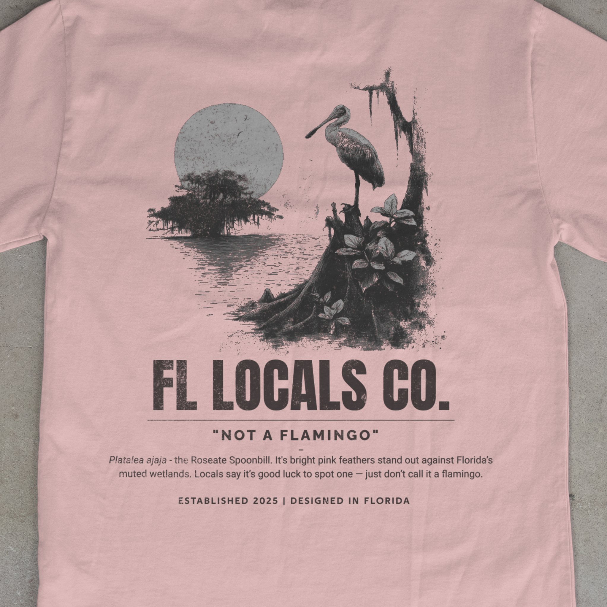 Roseate Spoonbill | "Not a Flamingo" | FL Locals Co. | Comfort Colors® Vintage Florida Wildlife Tee