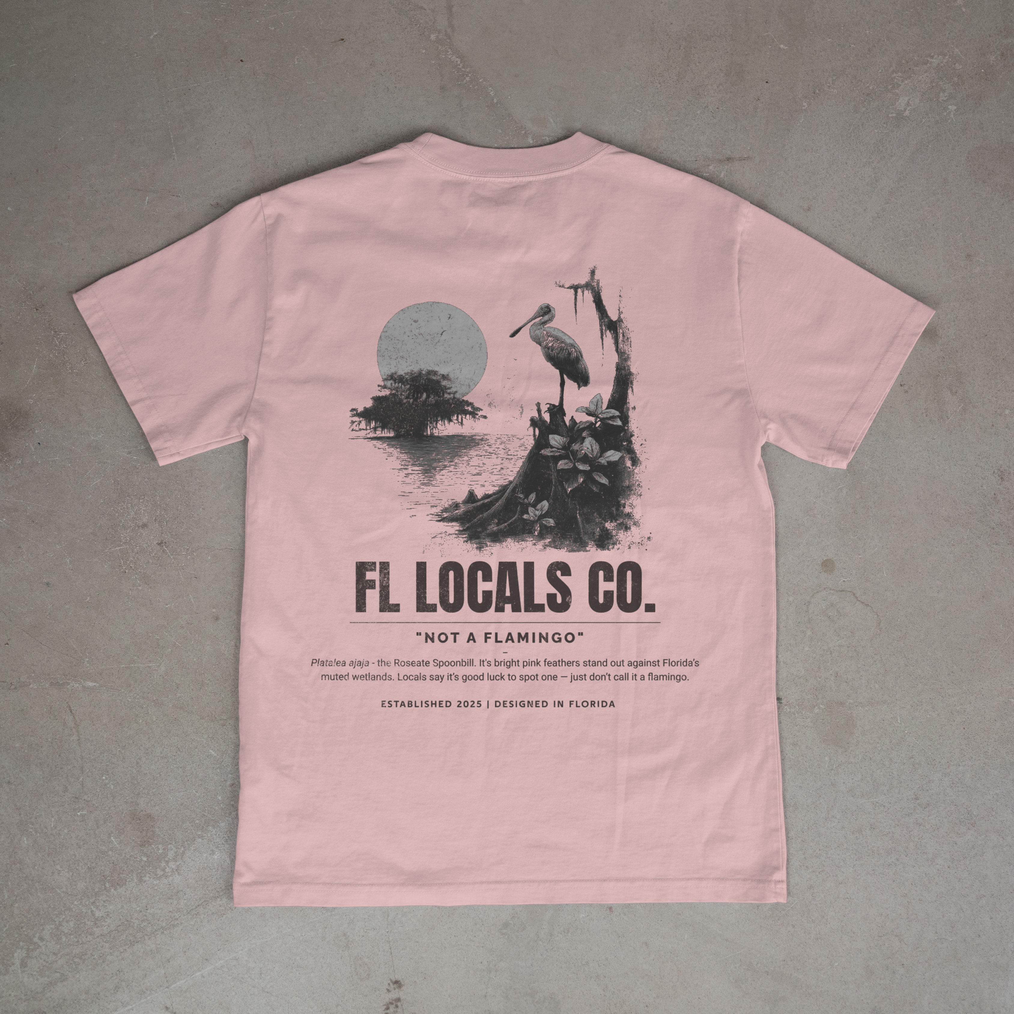 Roseate Spoonbill | "Not a Flamingo" | FL Locals Co. | Comfort Colors® Vintage Florida Wildlife Tee