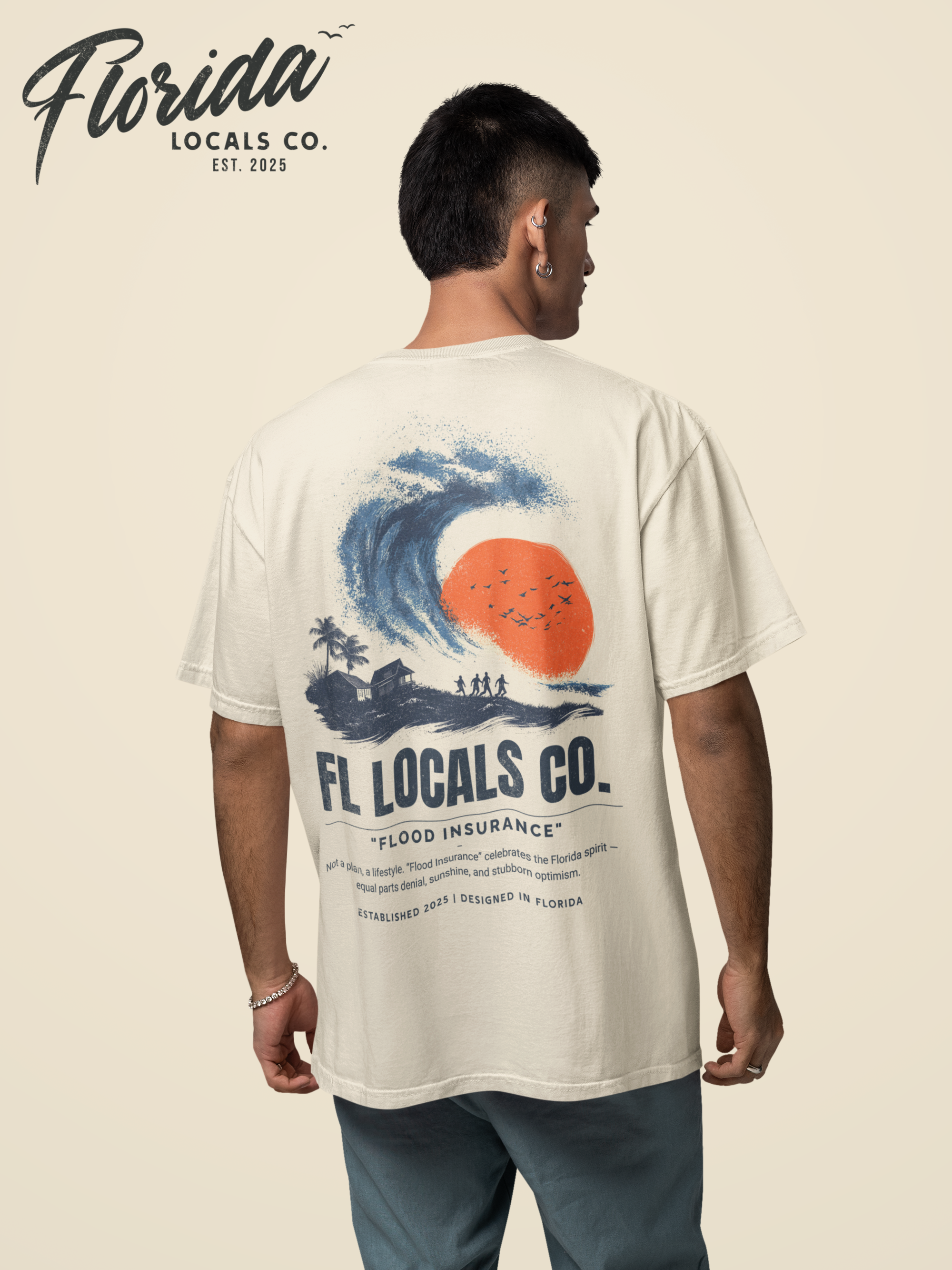 Hurricane | "Flood Insurance" | FL Locals Co. | Comfort Colors® Vintage Florida Wildlife Tee