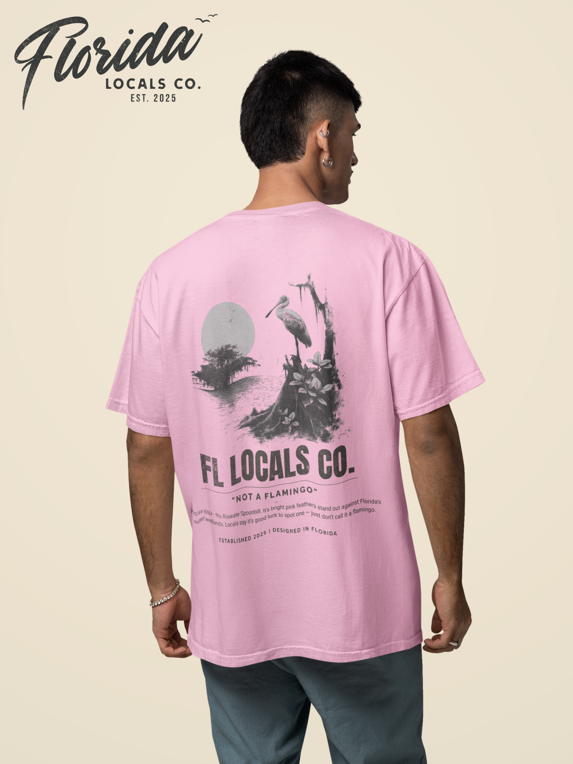 Roseate Spoonbill | "Not a Flamingo" | FL Locals Co. | Comfort Colors® Vintage Florida Wildlife Tee