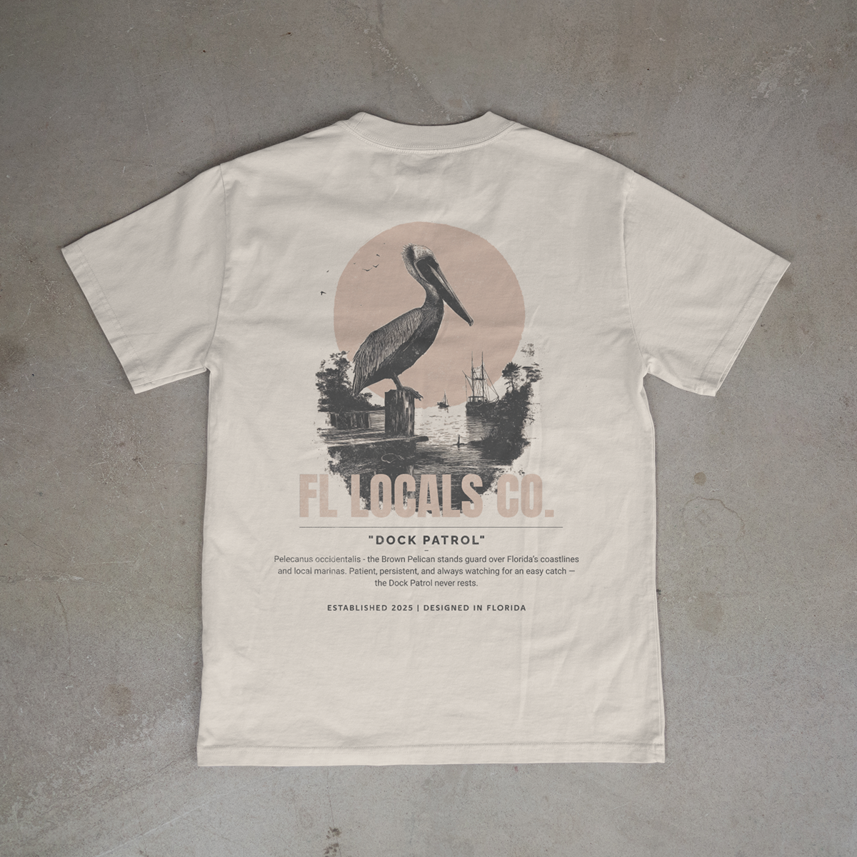 Brown Pelican | "Dock Patrol" | FL Locals Co. | Comfort Colors® Vintage Florida Wildlife Tee