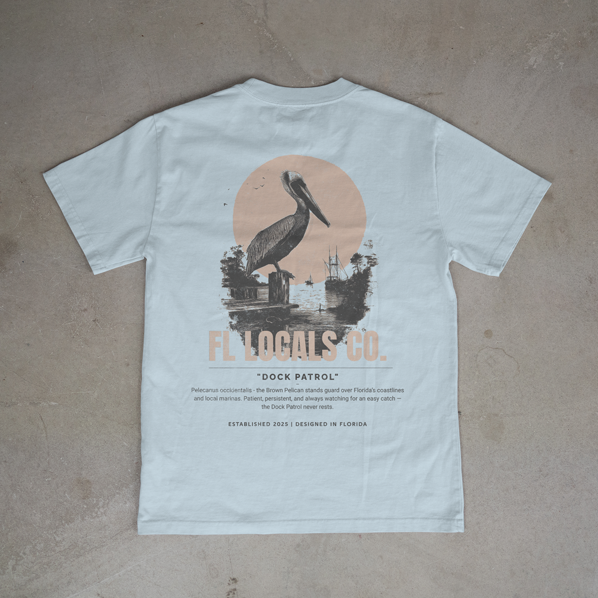 Brown Pelican | "Dock Patrol" | FL Locals Co. | Comfort Colors® Vintage Florida Wildlife Tee