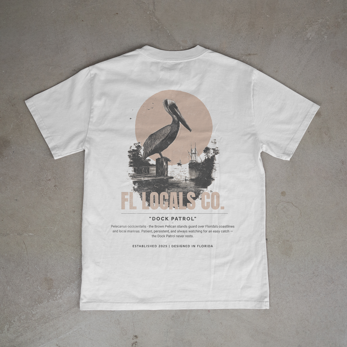 Brown Pelican | "Dock Patrol" | FL Locals Co. | Comfort Colors® Vintage Florida Wildlife Tee