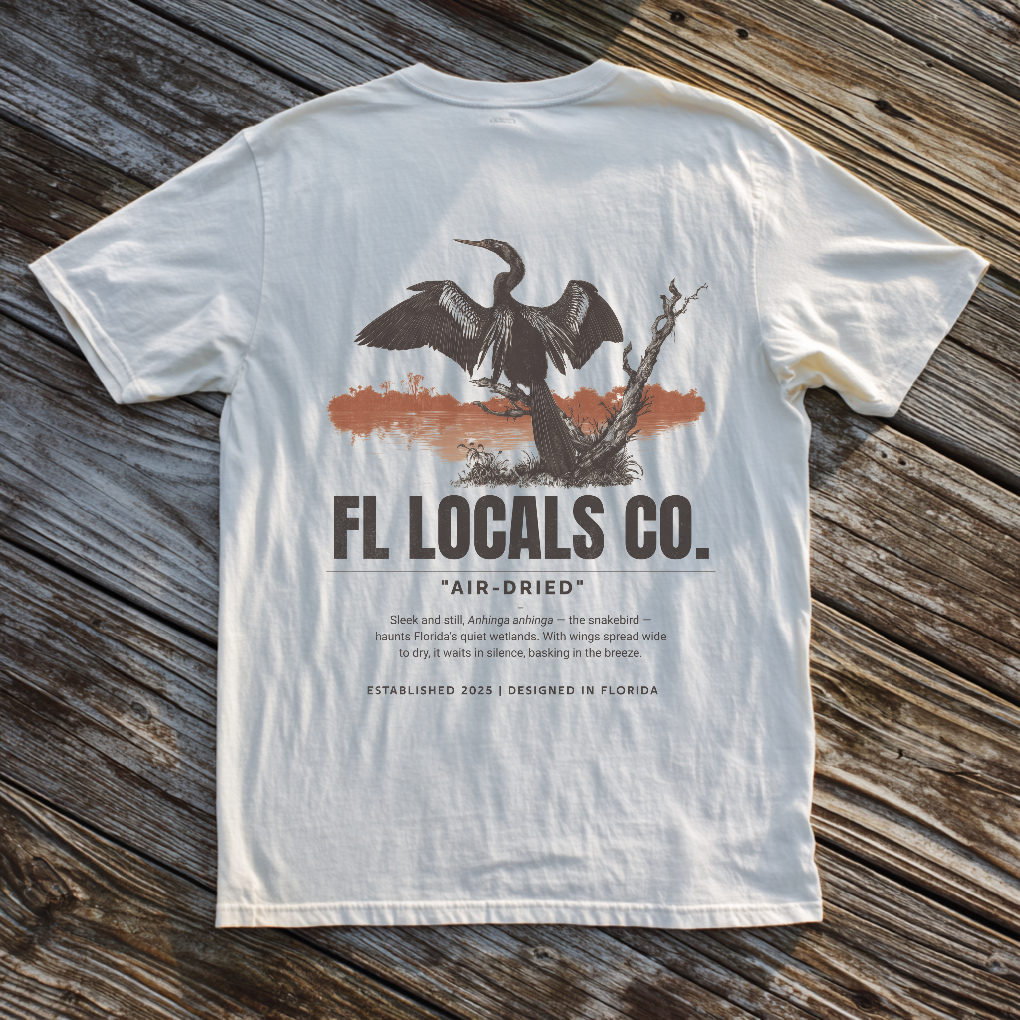 Anhinga | "Air-Dried" | FL Locals Co. | Comfort Colors® Vintage Florida Wildlife Tee
