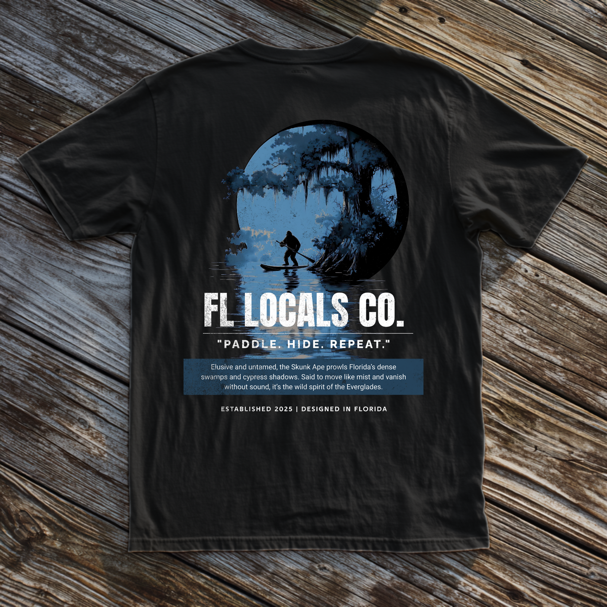 Skunk Ape | "Paddle. Hide. Repeat." | FL Locals Co. | Comfort Colors® Vintage Florida Wildlife Tee