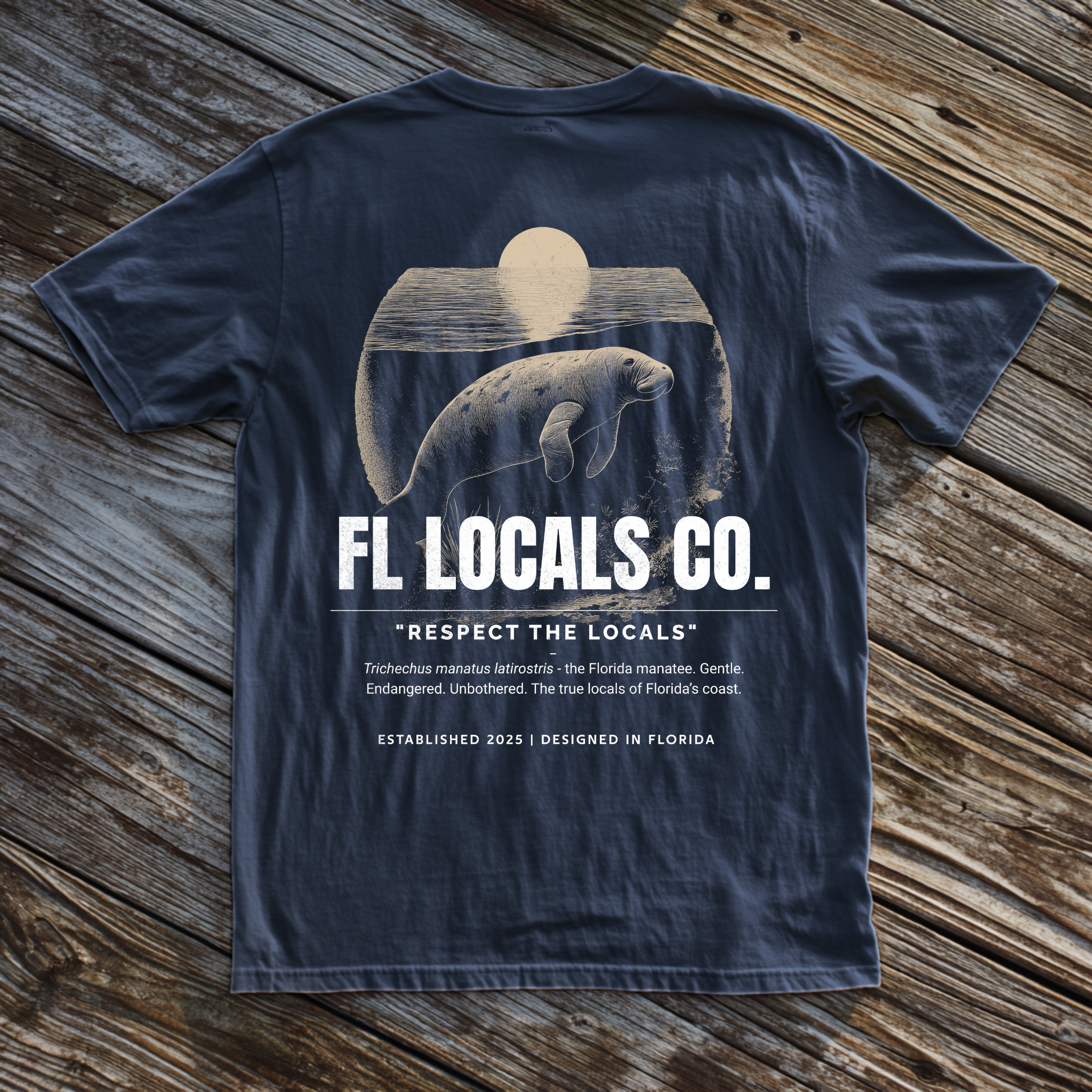 Manatee | "Respect The Locals" | FL Locals Co. | Comfort Colors® Vintage Florida Wildlife Tee