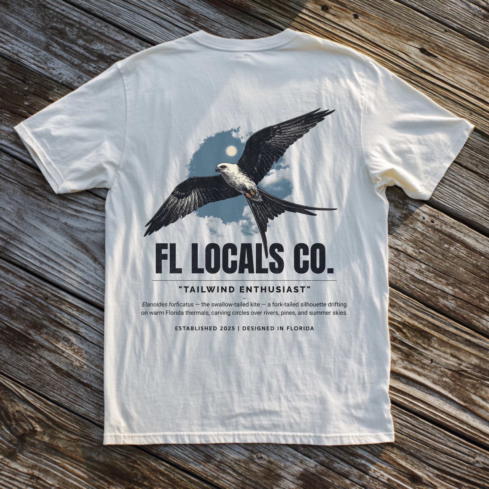 Swallow-tailed Kite | "Tailwind Enthusiast" | FL Locals Co. | Comfort Colors® Vintage Florida Wildlife Tee