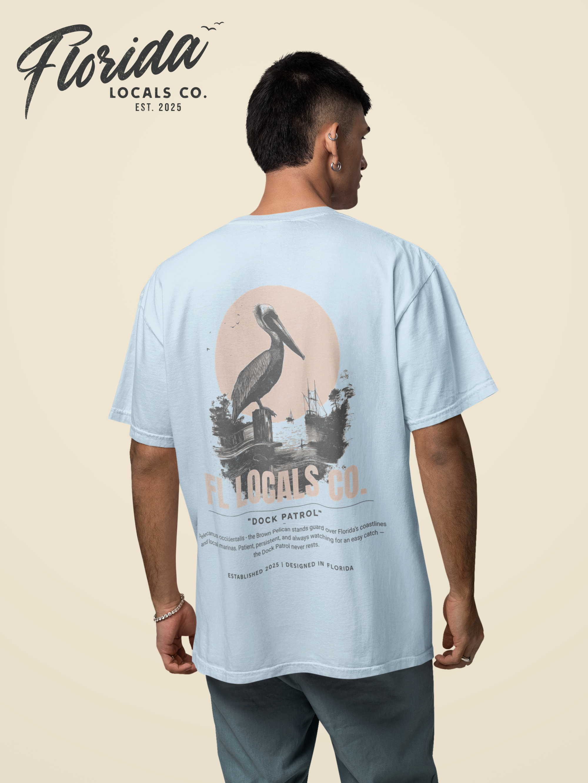 Brown Pelican | "Dock Patrol" | FL Locals Co. | Comfort Colors® Vintage Florida Wildlife Tee