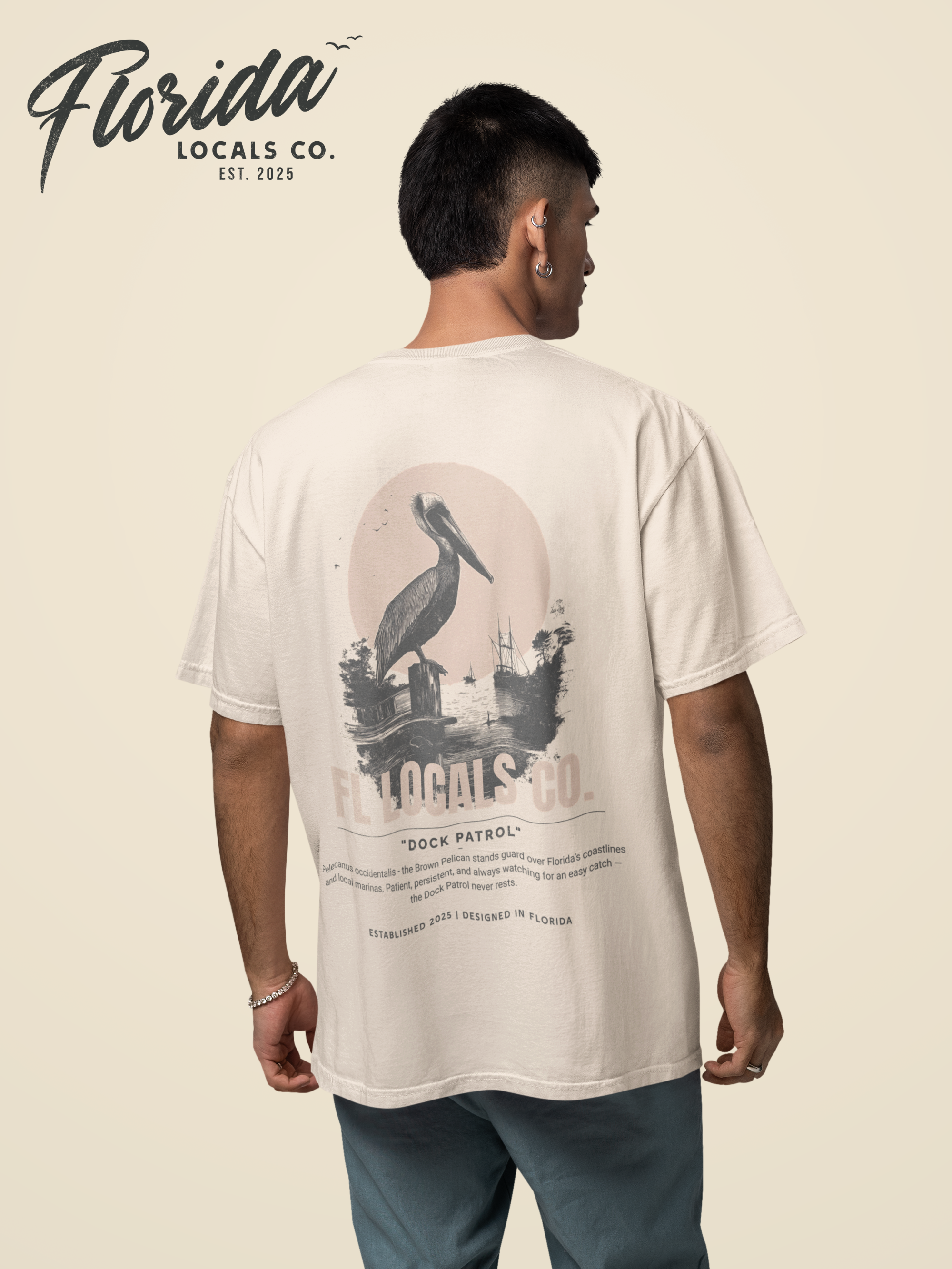Brown Pelican | "Dock Patrol" | FL Locals Co. | Comfort Colors® Vintage Florida Wildlife Tee