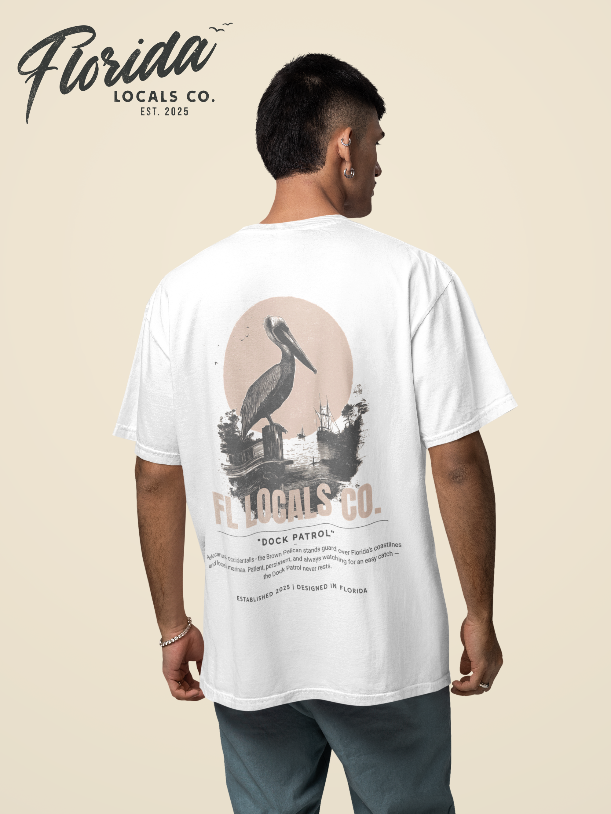 Brown Pelican | "Dock Patrol" | FL Locals Co. | Comfort Colors® Vintage Florida Wildlife Tee