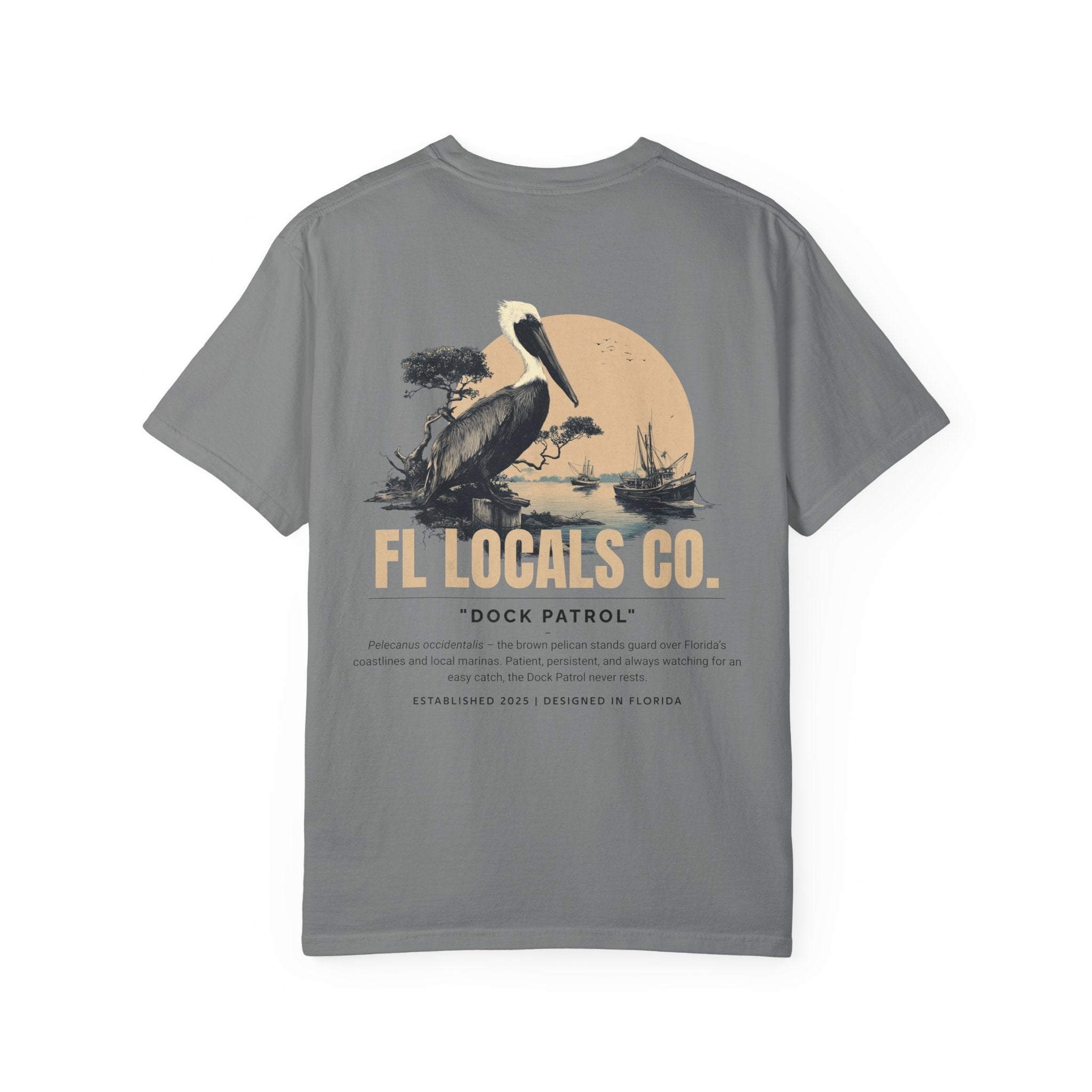 Brown Pelican | "Dock Patrol" | FL Locals Co. | Comfort Colors® Vintage Florida Wildlife Tee - Florida Locals Co.