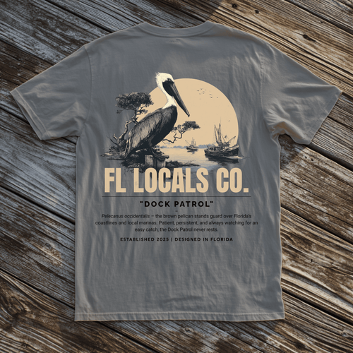 Brown Pelican | "Dock Patrol" | FL Locals Co. | Comfort Colors® Vintage Florida Wildlife Tee - Florida Locals Co.