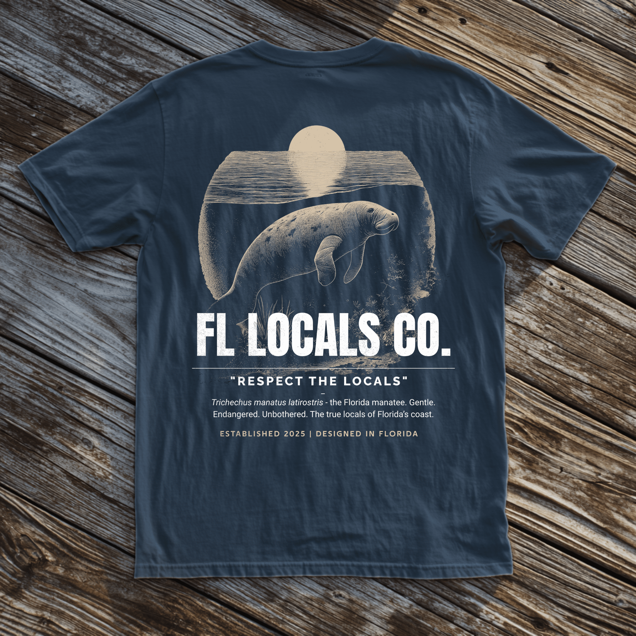 Manatee | "Respect The Locals" | FL Locals Co. | Comfort Colors® Vintage Florida Wildlife Tee - Florida Locals Co.
